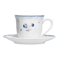 Xícara Avulsa 90ml de Café com Pires Florescer Azul Cerâmica 